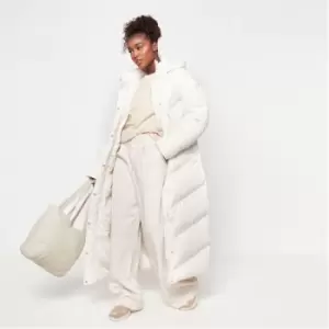 image of Missguided Chevron Maxi Puffer Coat - Cream