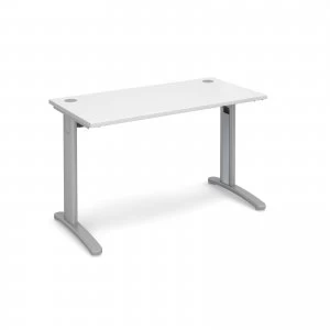 image of TR10 Straight Desk 1200mm x 600mm - Silver Frame White Top