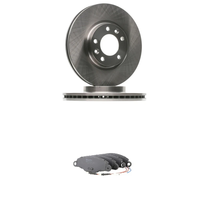 Image of RIDEX 3405B2660 Brake disc and pads set Front Axle, Brake Disc Type: internally vented, incl. wear warning contact Brake Set,disc brakes (3405)