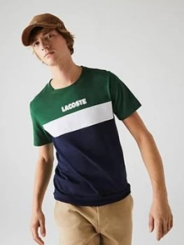 Image of Lacoste Lacoste Sport Colour Block Logo T-Shirt, Green/Navy Size M Men