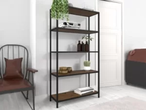 Image of LPD Ealing Black and Rustic Pine 5 Tier Bookcase Flat Packed