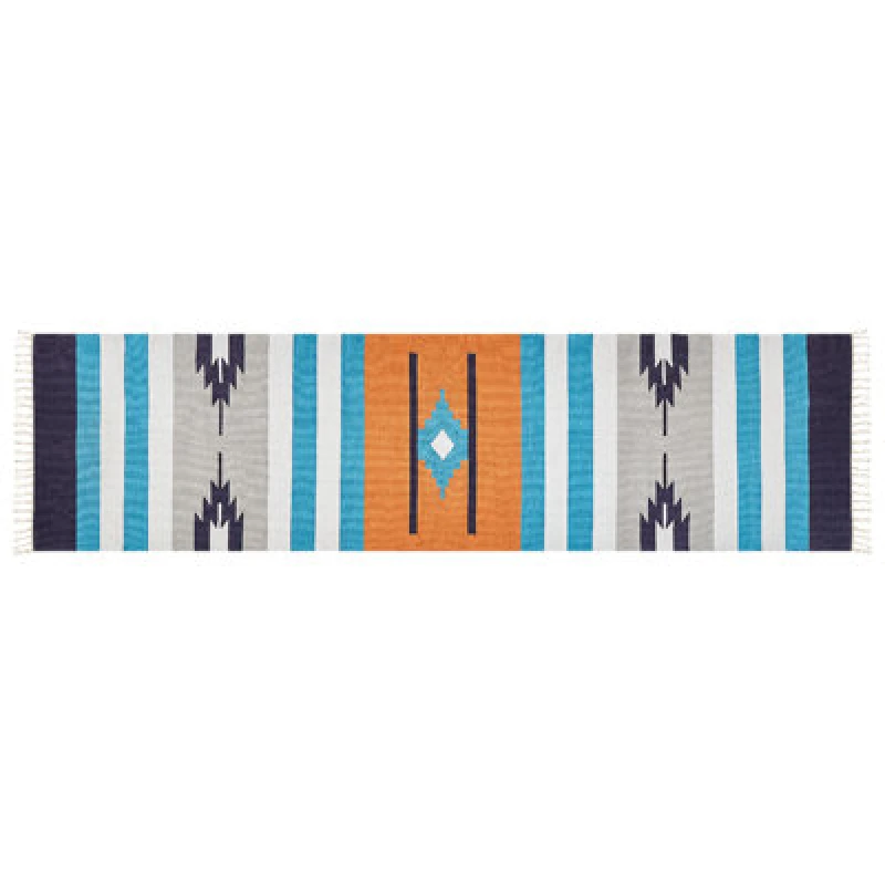 Image of Beliani Rug Noratus Multicolour 80 X 300 Cm Cotton Kilim