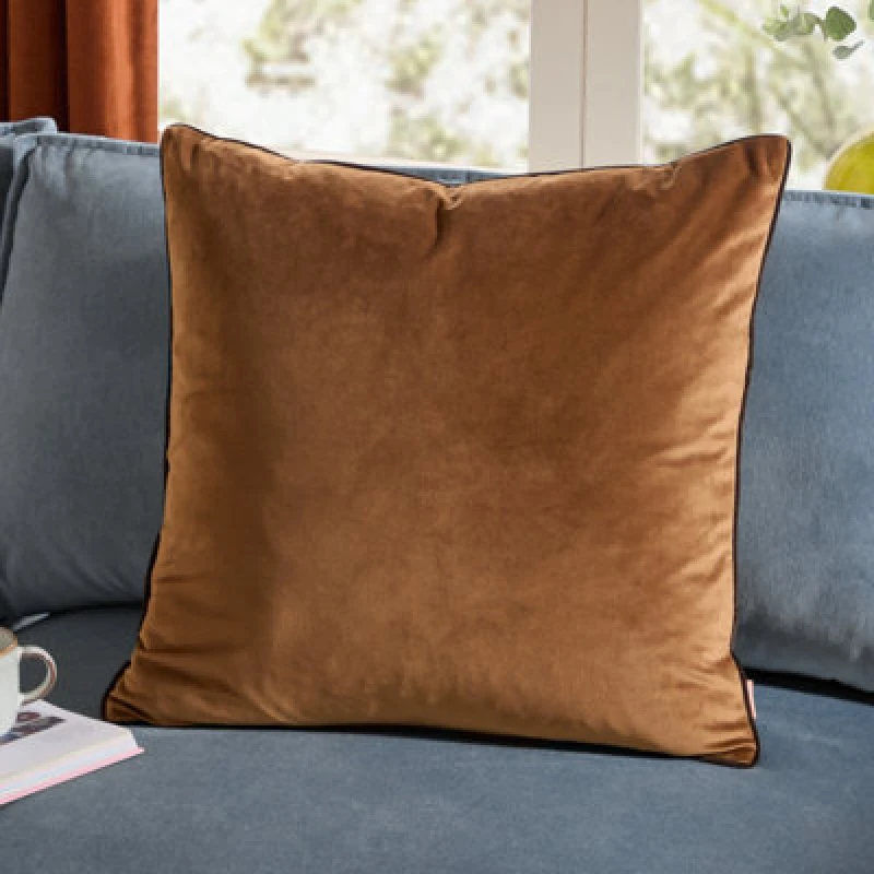 Image of Furn Furn Meridian Velvet Cushion in Medium Beige Size: 55cm x 55cm Medium Beige 55cm x 55cm Unisex 5025532355058