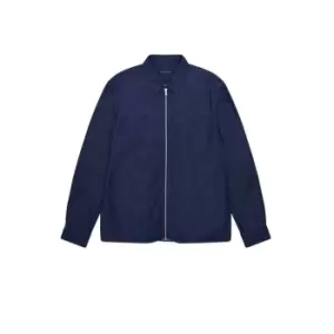 Image of French Connection Denim Zip-Up Shirt - Blue