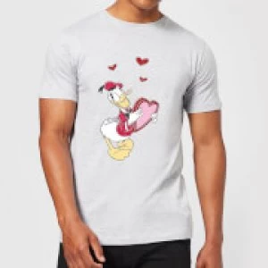 Image of Disney Donald Duck Love Heart Mens T-Shirt - Grey - S