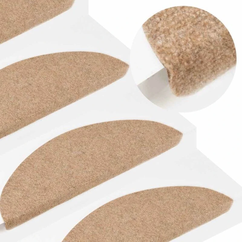 Image of VIDAXL Stair Mats Self-adhesive 15 pcs 56x17x3cm Beige Vidaxl 8720286699720