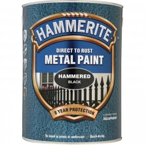 Image of Hammerite Hammered Finish Metal Paint Black 2500ml