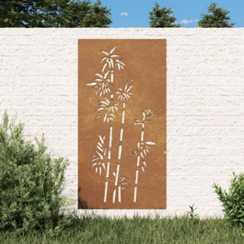 Image of Vidaxl Garden Wall Decoration 105X55cm Corten Steel Bamboo Design