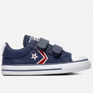 image of Converse Toddlers Star Player Embroidered Ox Velcro Trainers - Obsidian/University Red - UK 5 Toddler