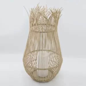 Image of Callow Rattan Effect Outdoor Solar Lantern with LED Candle