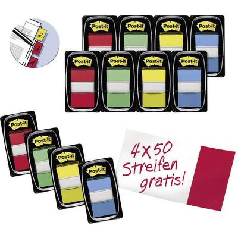 Image of Post-It 3M Adhesive strip 680-P12 Red/blue/green/yellow FT600003493