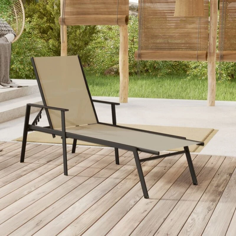Image of ALTRO Sun Lounger Steel and Textilene Fabric Cream vidaXL 317597