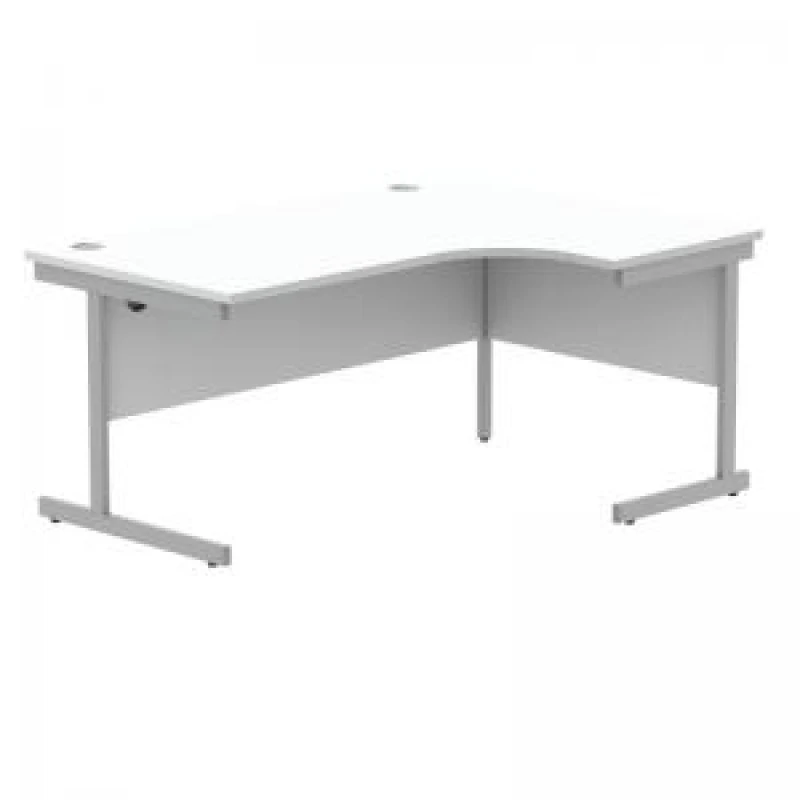 Image of Astin Radial Right Hand SU Cantilever Desk 1600x1200x730mm Arctic White/Silver KF824176