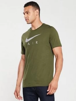 Image of Nike Sportswear Air Swoosh T-Shirt - Khaki, Olive, Size L, Men