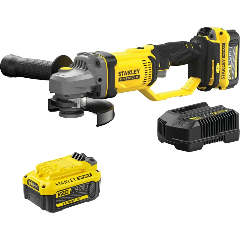 Image of Stanley Fatmax V20 SFMCG400 18v Cordless Angle Grinder 125mm SFMCG400M2 Batteries: 2 x 4ah Li-ion