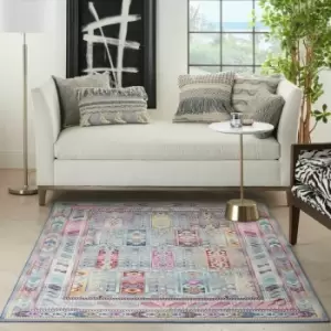 Image of Vintage Kashan VKA06 Grey Multi 122cm x 183cm Rectangle - Grey and Multicoloured and Pink