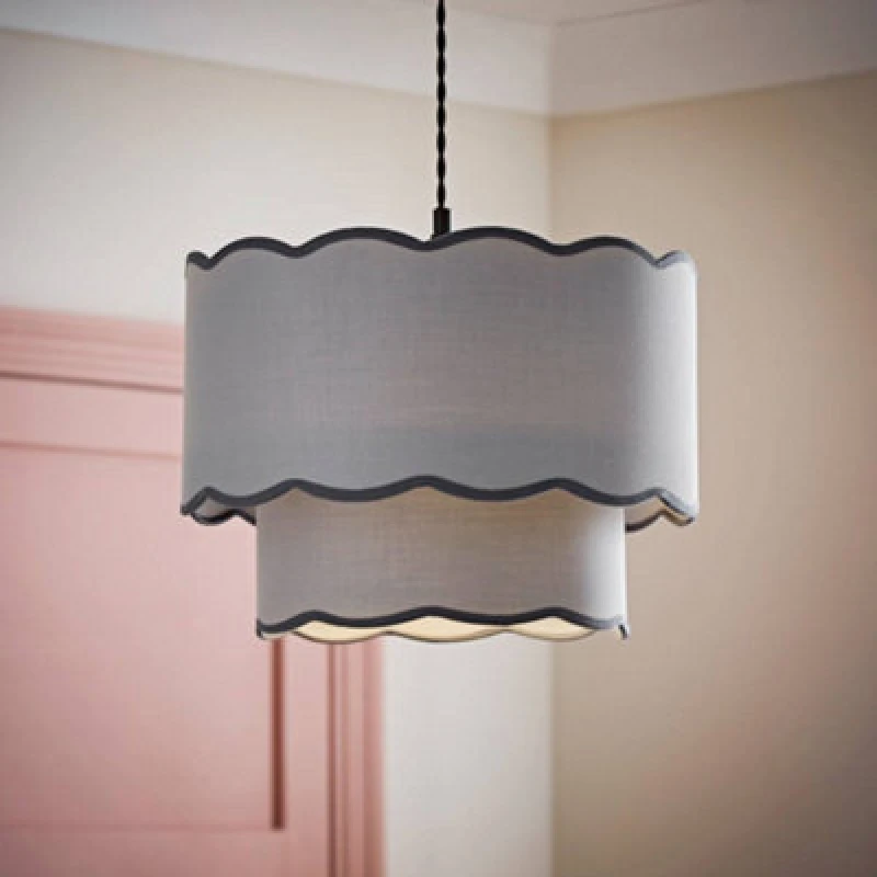 Image of Valuelights Sloane 2 Tier Grey Colour Clash Scallop Ceiling Lamp Shade