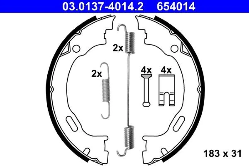 Image of ATE 03.0137-4014.2 Handbrake Shoes with accessories Brake Shoe Set,parking brake (1419)