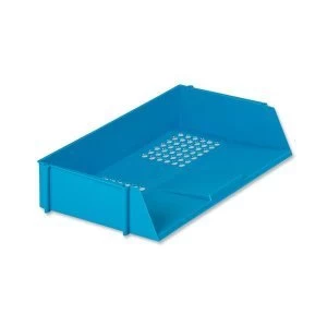 image of 5 Star Office Letter Tray Wide Entry High impact Polystyrene Stackable Blue