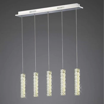 image of Suspension Galaxy 5 Drop 15W LED 4000K polished chrome / crystal