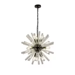 image of Hornby 10 Light E14, Round Ceiling Pendant Matt Black, Clear Glass