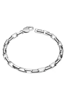 image of Platinum Plated Recycled Sterling Silver Box Chain Bracelet 23cm