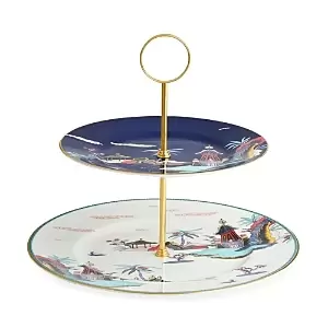 Wedgwood Wonderlust Blue Pagoda 2-Tier Cake Stand