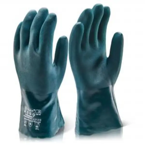 Image of Beeswift Double Dip PVC Gauntlet 30cm Size 10 Green Box of 10 BESWPVCDD30N10