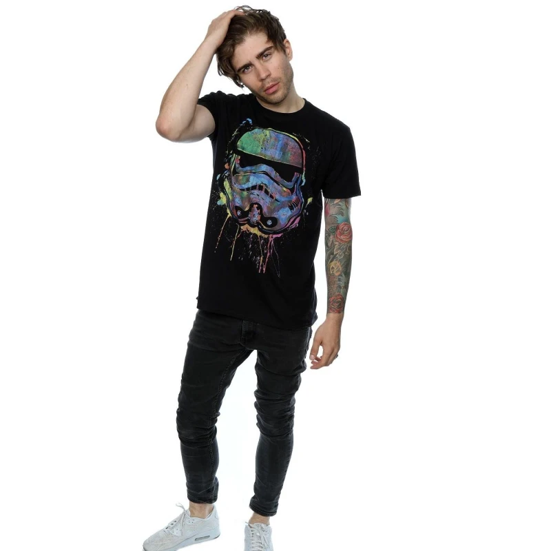 Image of Star Wars Star Wars Men Paint Splatter T-Shirt in Black Size: Small Black S Male 5059958517769