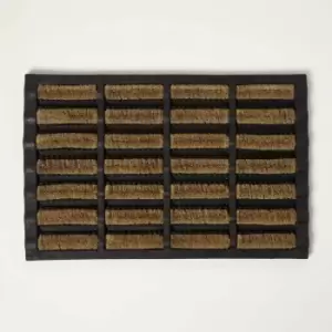 Image of Homescapes - Heavy Duty Rubber & Coir Doormat Scraper 60 x 40cm - Black & Brown