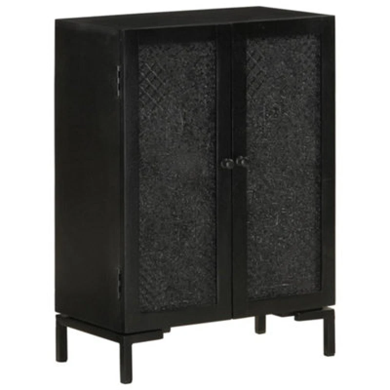 Image of VIDAXL Sideboard Black 55x30x77cm Solid Wood Mango and Iron Vidaxl 8720845680671