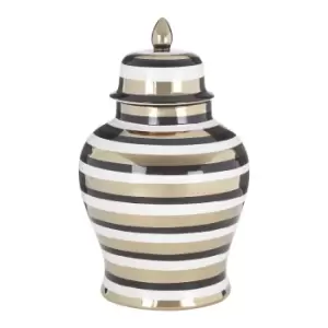 image of 40cm Gold and Black Ceramic Jar