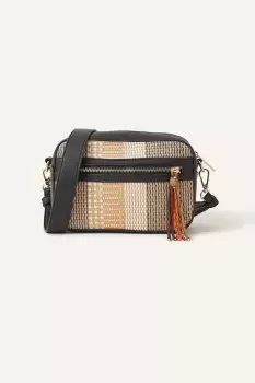 image of Raffia Stripe Cross-Body Bag