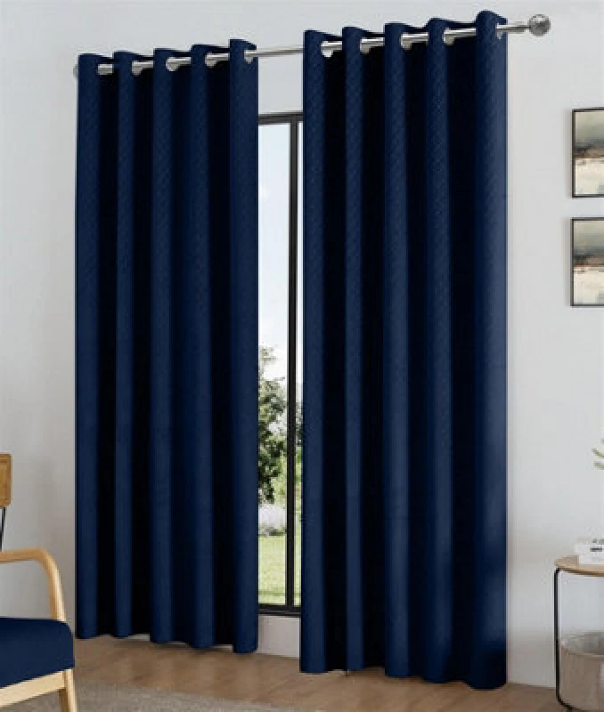 Image of Alan Symonds Temple Velvet Blackout Ring Top Curtains - Blue Blue 90x90 Inch