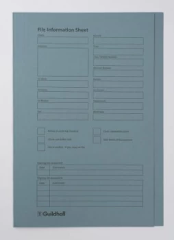 Image of Guildhall Pre-printed Square Cut Folder Blue - Pack of 100