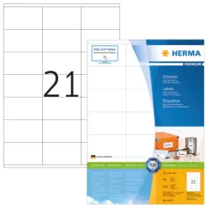 image of HERMA Labels Premium A4 70x41mm white paper matt 2100 pcs.