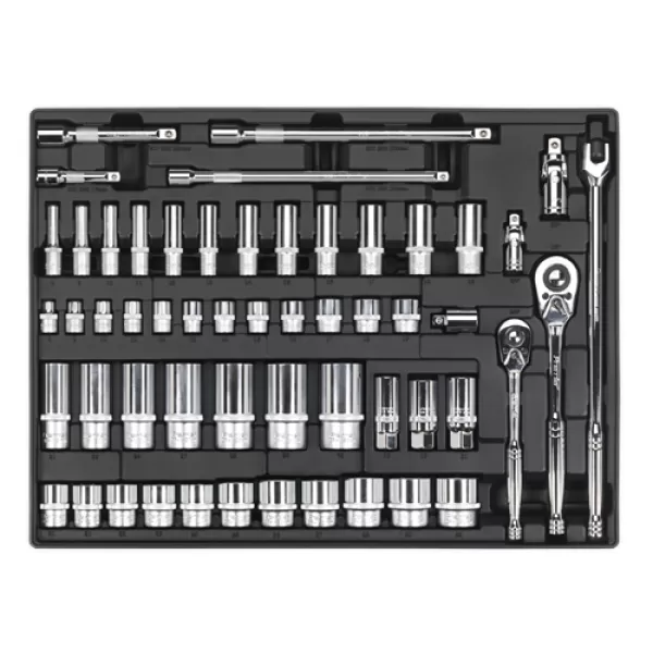 image of Sealey TBT31 Tool Tray Socket Set 55pc 3/8 & 1/2Sq Drive