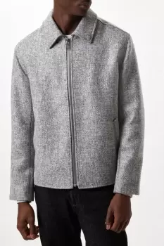 image of Mens Textured Fall Collar Harrington Jacket