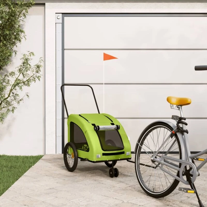 Image of VIDAXL Pet Bike Trailer Green Oxford Fabric and Iron Vidaxl 8720845770754