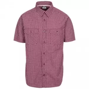 Image of Trespass Mens Uttoxeter Short Sleeve Cotton Shirt (XXS) (Prune Check)