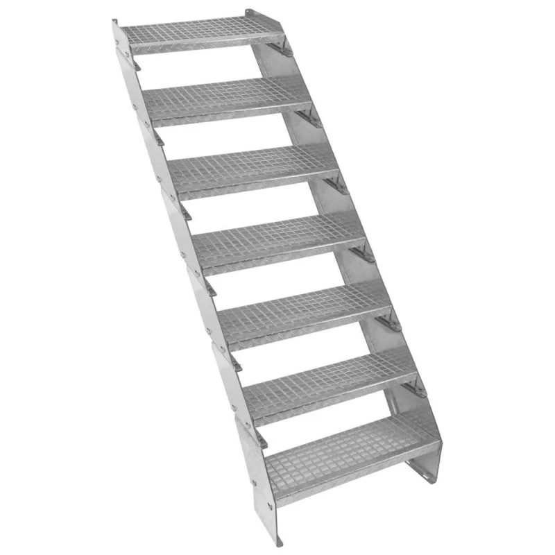 Image of Monstershop Adjustable 7 Section Galvanised Staircase - 600mm Wide Silver