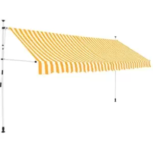 Image of Manual Retractable Awning 350cm Orange and White Stripes vidaXL - Orange