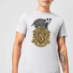 Image of Harry Potter Hufflepuff Drawn Crest Mens T-Shirt - Grey - 3XL