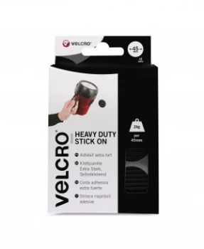 image of VELCRO Brand Heavy Duty Stick On Coins Black Sets - 45mm X 6mm