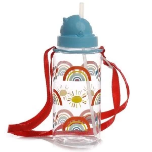 image of 450ml Childrens Reusable Water Bottle with Flip Straw - Rainbow