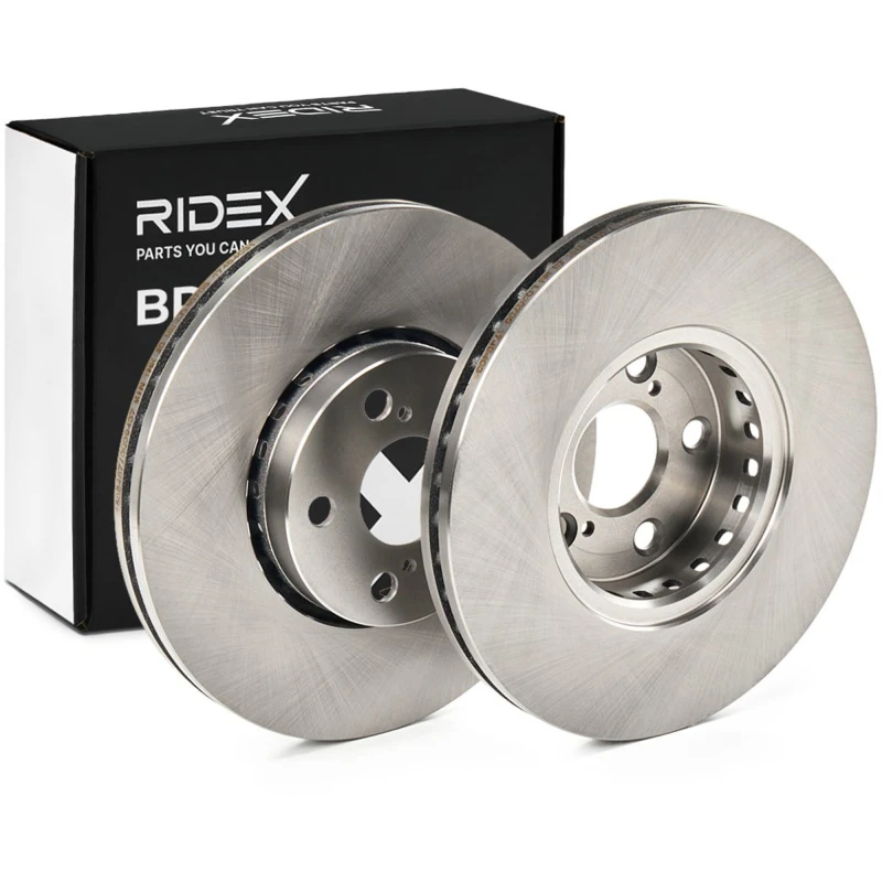 Image of RIDEX 82B0511 Brake disc Front Axle, Vented, Cast Iron, Uncoated, Untreated, without bolts/screws Cast Iron Brake Disc (82)