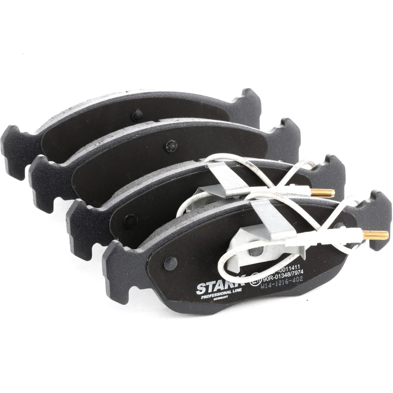 Image of STARK SKBP-0011411 Brake pad set Front Axle, incl. wear warning contact, without accessories, with piston clip Brake Pad Set,disc brake (402)