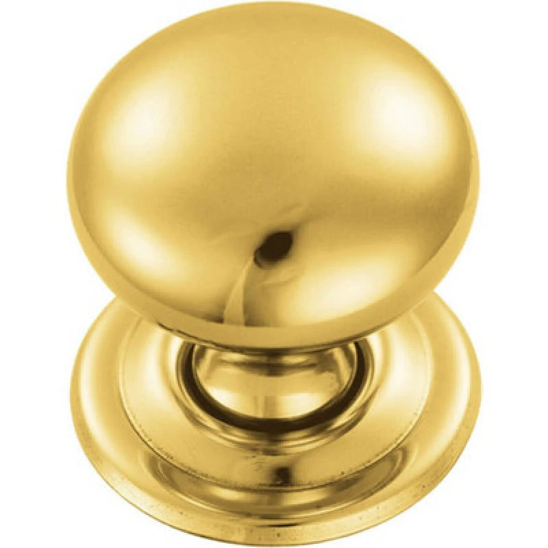 Image of Loops Round Victorian Cupboard Door Knob 32mm Dia Polished Brass Cabinet Handle Metallics unisex