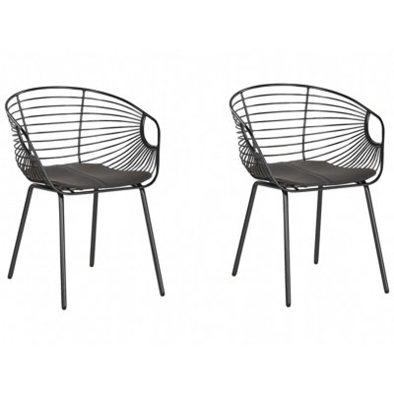 Image of Beliani Set Of 2 Dining Chairs Hoback Metal Black