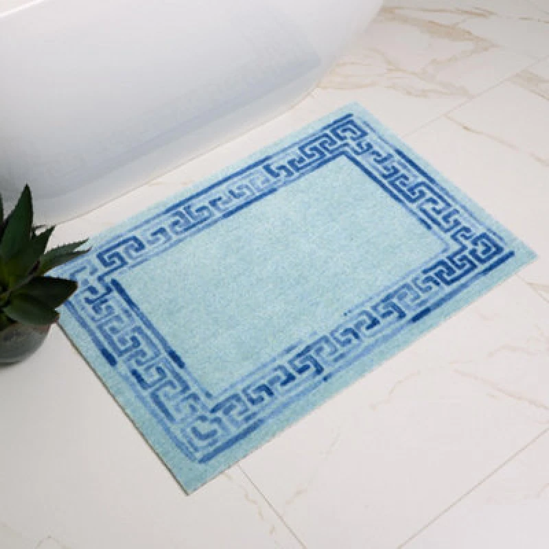 Image of My Mat Nylon Printed Bathroom Greek Key Border 50X75, Blue 5.02613E+12